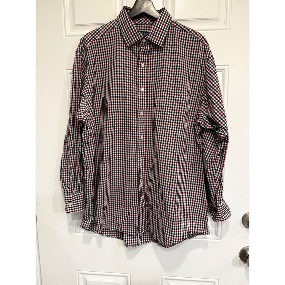 Club Room Mens Regular Fit Performance‎ Gingham Button Down Shirt 17 32-33